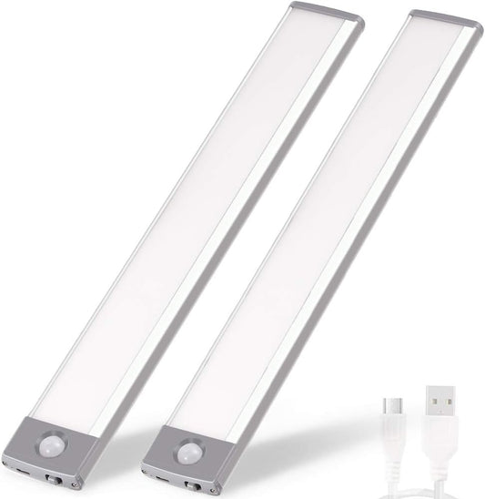 Rechargeable Motion Sensor Led Lights Ultra Thin Softer Under Counter 54-LED Closet Lighting Battery Operated Light Kitchen Under Cabinet Lighting Stick On Lights Night Light Wireless Light (2PACK)