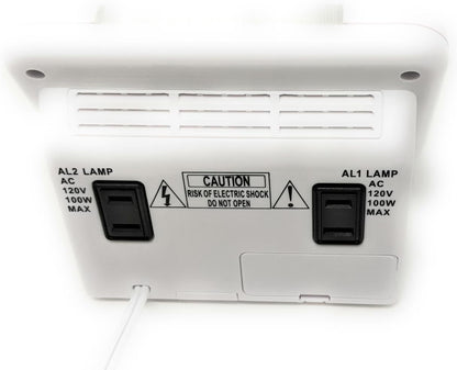 Futuristic 2 Silent Alarm Clock with Bright Flashing LED Lights for Deaf, Hard of Hearing, Heavy Sleepers | Dual Alarms, Built-in USB Chargers | Wake Up Gently