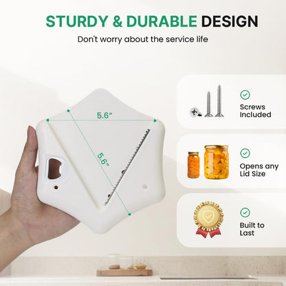 Under Cabinet Jar Opener, Opens Lids Up to 5 Inches - Extra Strong Leverage for Tough Jars & Large Cans, Built-in Bottle Opener - Top Rated for Seniors, Weak Hands & Arthritis Sufferers