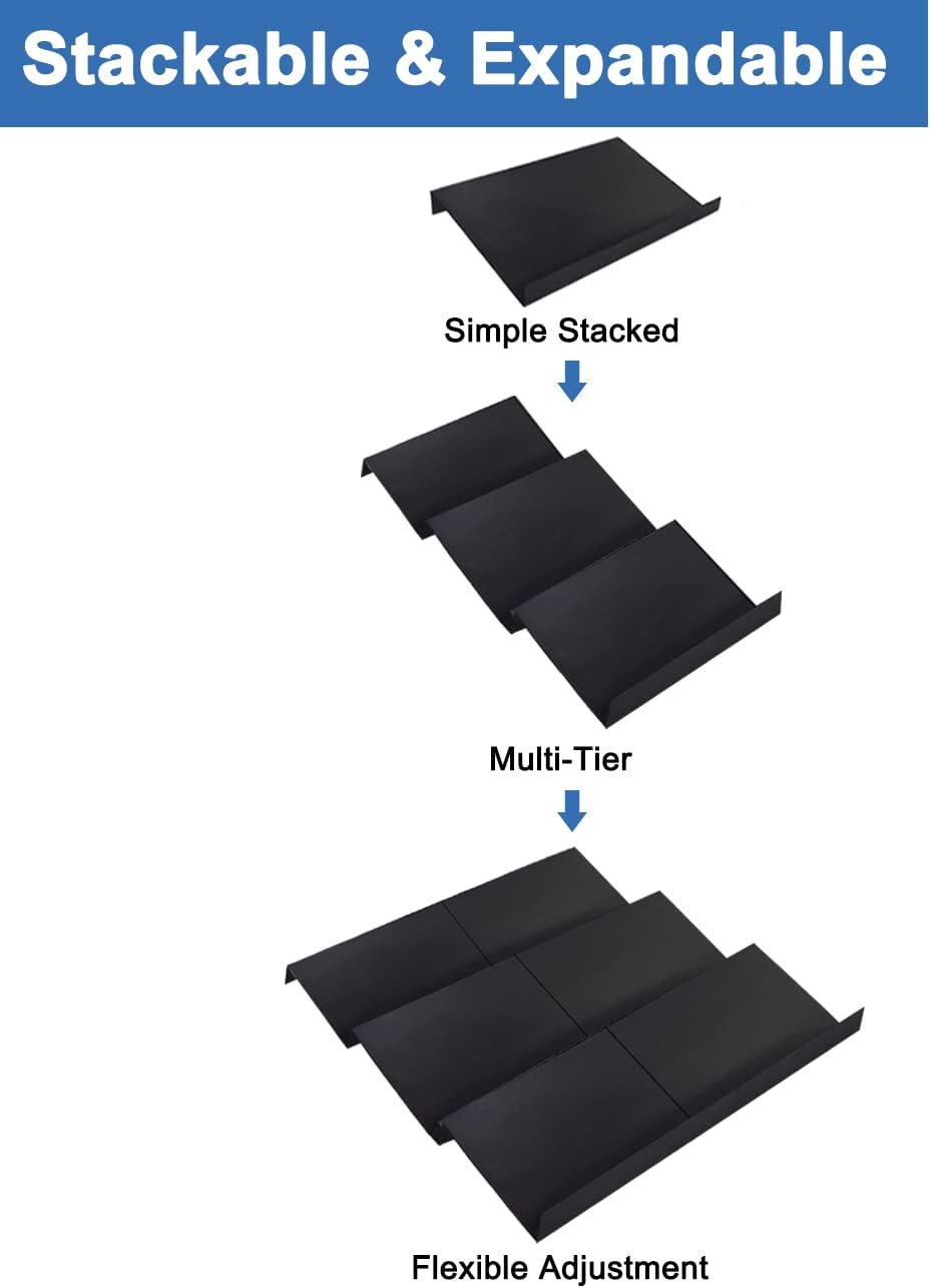 Spice Drawer Rack Organizer Insert for Kitchen Cabinet, Pack of 9 | Expandable, Multi Tier Adjustable Spice Storage Shelf for Seasoning and Jar