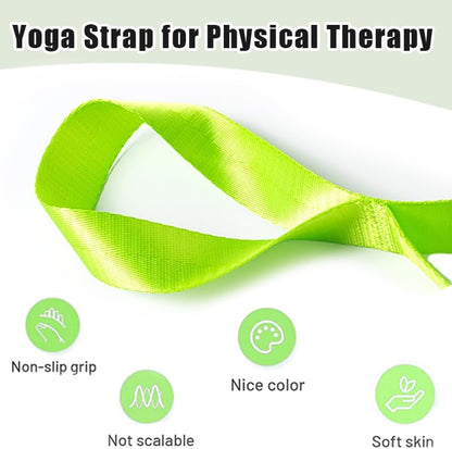 Oak-Sports Stretching Strap Yoga Strap for Physical Therapy with 10 Loops, Yoga Straps for Stretching, Upgraded Non-Elastic Stretch Band for Pilates, Dance and Gymnastics with Workout Guide