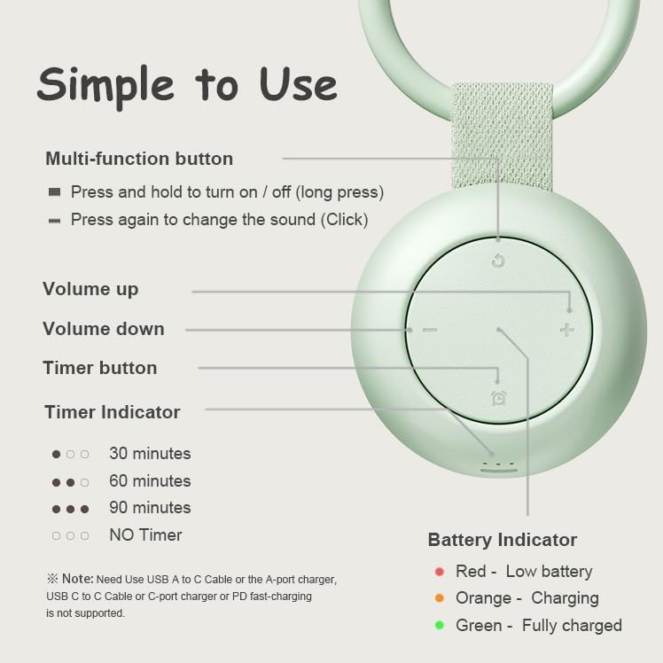 Portable Baby Sound Machine & Essentials for Babies & Kids - Mint