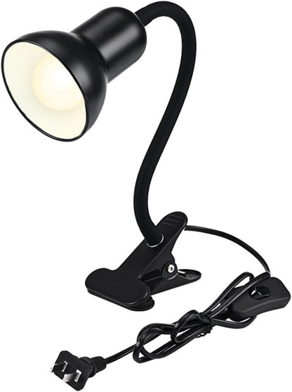 Clip On Gooseneck Lamp - 300W Max, Ceramic Fire-Resistant E26 Socket, Classic Durable Switch, Adjustable Flexible Clamp Light for Desk, Workbench, Bed Headboard, Table, Grow (Standard Clip Desk Light)