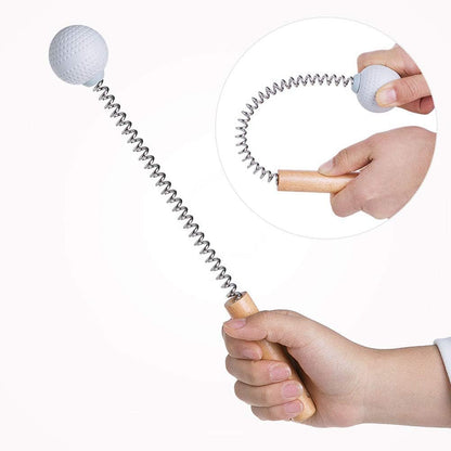 1 Pack Golf Ball Massager Hammer with Spring Wooden Handle Handheld Massage for Pain Relief Neck Back Massager Ball Manual Massage (Gray)