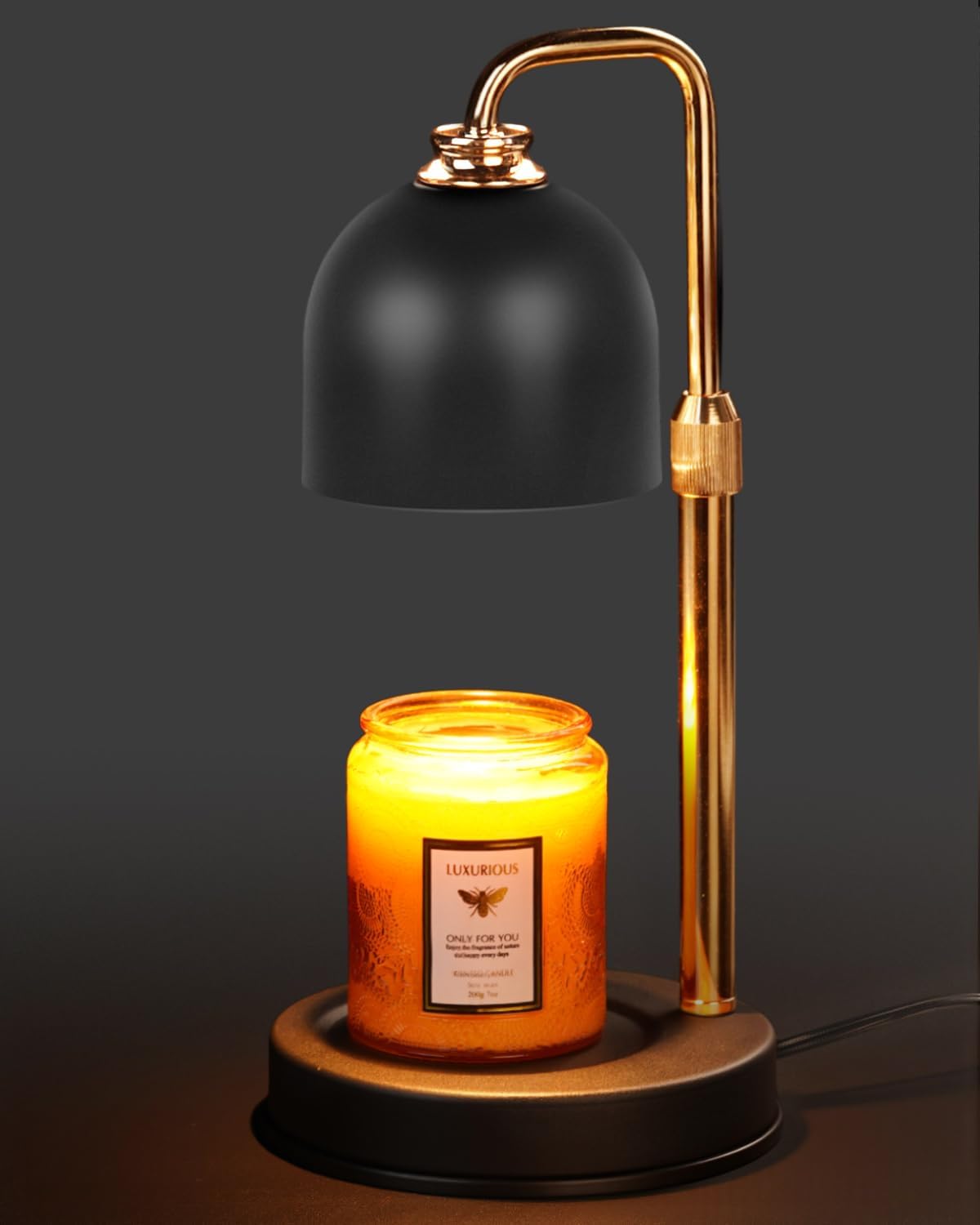 Modern Candle Warmer Lamp with Timer, Dimmable Candle Lamp Warmer, Mothers Day Birthday Gifts for Women Men, Black Candle Warmer, Adjustable Candle Light Warmer, Cozy Living Room Bedroom Home Decor