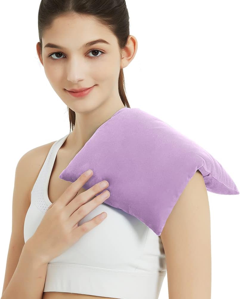 MORLIDEN Microwavable Heated Neck Wrap Warmer and Shoulder Weighted Heating Pad Microwave for Hot and Cold Compress - Purple