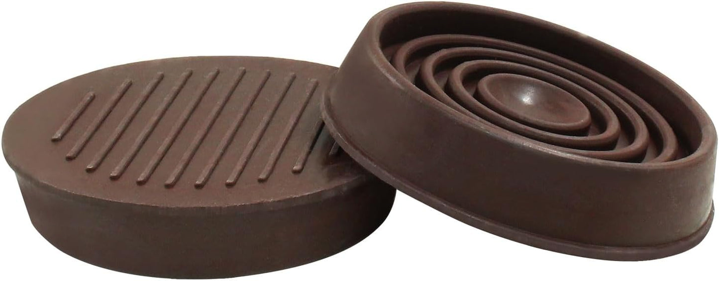 Hordion 4PCS 1-3/4" Furniture Caster Cups, Round Rubber Furniture Pad Brown | Non-Slip Floor Protector for Couch Table Chair Cabinet