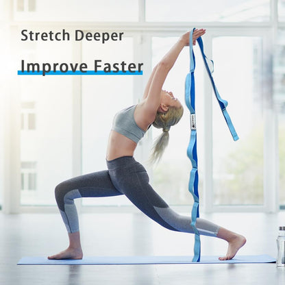 Stretching Strap Yoga Strap with Loops for Physical Therapy, Non-Elastic | 10 Loops, 75 inches length, Multi-Color Selection for Yoga Strap for Stretching, Pilates, Dance and Gymnastics