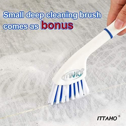 Floor Scrub Brush with Long Handle - 53" Deck & Grout Cleaner Brush Set for Tile, Marble, Stone, Bathroom, Patio, Garage, Deck & Floor Cleaning
