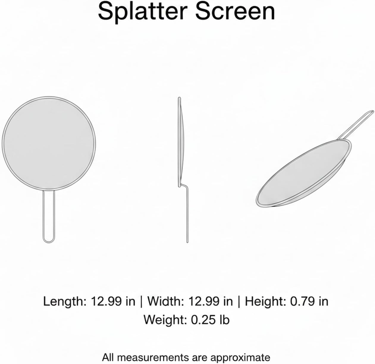 Stainless Steel Splatter Screen for Frying Pan, 13 Inch Mesh Oil Guard to Keep Stovetop Clean (1 Piece)