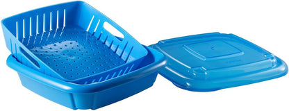 Hutzler 3-in-1 Bitty Box Berry Keeper, Berry Colander & Saver Container, 9oz / 1 Cup Capacity, Blue