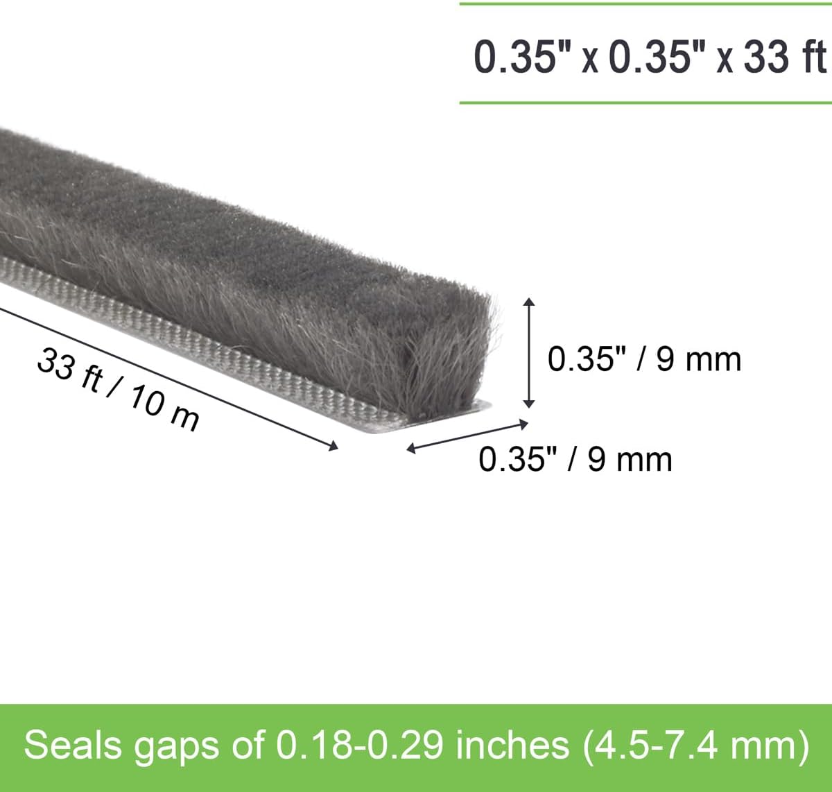 Self-Adhesive Weather Stripping Seal for Doors & Windows – Soundproof Insulation Gap Filler for Sliding, Exterior, Front, and Jamb Frames – 0.2" x 0.35" x 16.5 ft, Gray