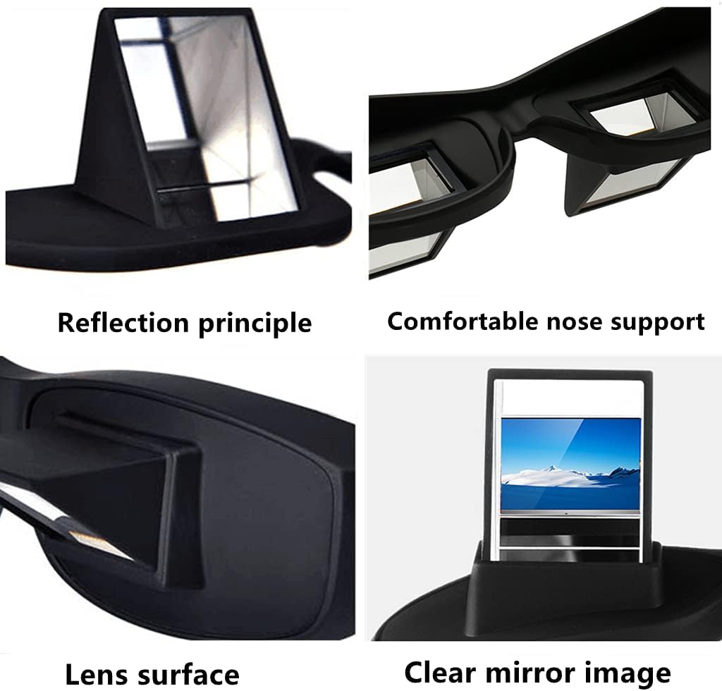 Valuu Lazy Glasses Bed Prism Glasses Spectacles Horizontal High Definition Glasses Prism Periscope Lie Down Eyeglasses for Reading and Watch TV in Bed Unisex