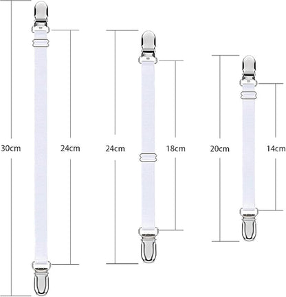 Boao 24 Pcs Bed Sheet Clips Straps Heavy Duty Adjustable Fasteners Elastic Fitted Bed Holder Mattress Corner Sheet Fasteners for Home Room Couch Supplies(White,8-12inch)