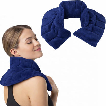 Herbal Concepts Neck Heating Pad & Shoulder Wrap | Microwave Heating Pad with 12 Herbs Aromatherapy| Cordless Heating pad, Blue