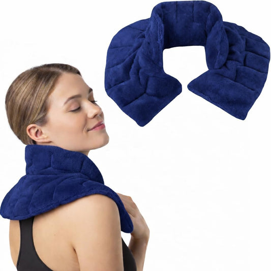 Herbal Concepts Neck Heating Pad & Shoulder Wrap | Microwave Heating Pad with 12 Herbs Aromatherapy| Cordless Heating pad, Blue