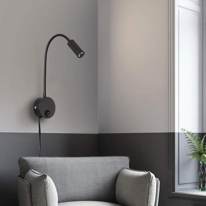 Wall Mounted Reading Lamp LED 3W Warm White 3000K Hardwired for Reading Matt Black(Black Hard-Wired 2PCS)