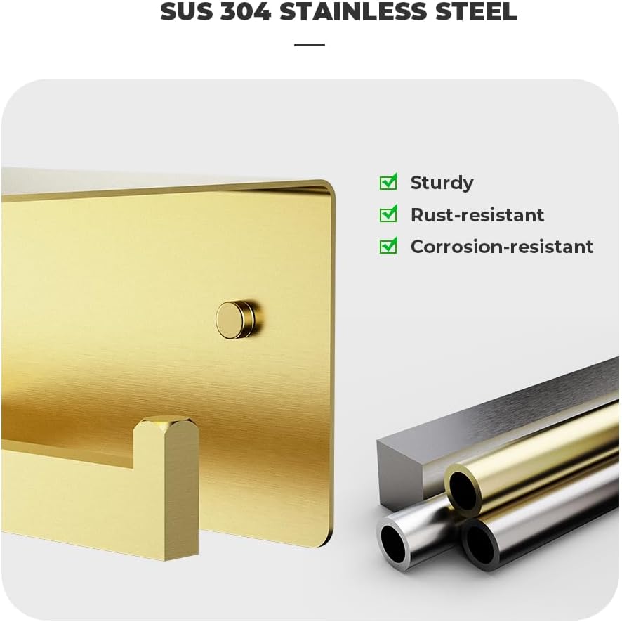 Double Toilet Paper Holder with Shelf, FreshGlow Large Tissue Holder Brushed Nickel, Wall Mount Commercial Toilet Paper Dispenser Phone Shelf Stainless Steel, Tissue Roll for Bathroom