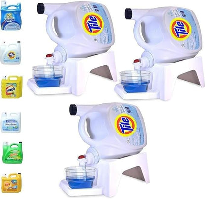 Liquid Laundry Detergent Holder Stand with Drip Tray - 1 Pack - Black | Easy Pouring, Rubber Feet, Angled Stand, Fabric Softener Dispenser for Laundry Room Organization & Storage
