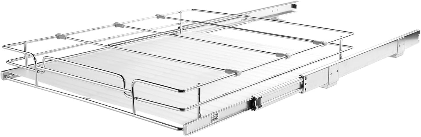 VEVOR 18.5"Wx21"Dx3.5"H Pull Out Cabinet Organizer, Heavy Duty Slide Out Pantry Shelves, Chrome-Plated Steel Roll Out Drawer, Drawer Storage for Home Under Sink, 20"Wx22"Dx7"H Install Size for Cabinet