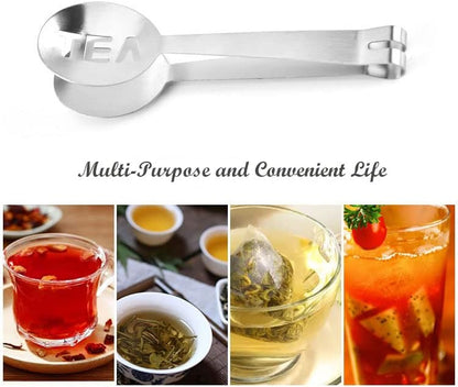 3pcs Tea Bag Clip, Round Lemon Slicer Clip, thickened Stainless Steel Tea Bag Tongs, Kitchen Tool Tea Bag Squeezer Holder Grip, Gold