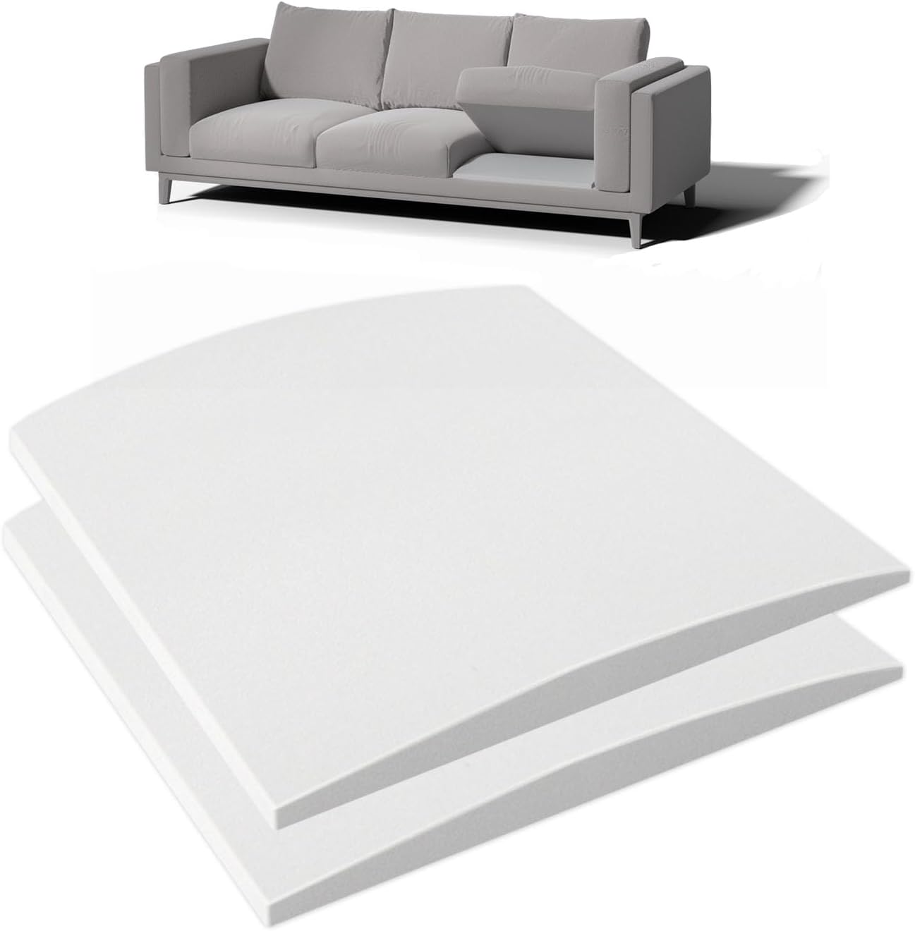 Couch Cushion Support for Sagging Seat, 20"x20"x2" 40D High Density Curved Foam Sofa Cushion Support, Under-Cushion Sag Repair,Grey Set of 3