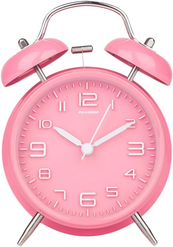 Peakeep Loud Alarm Clock for Heavy Sleepers Adults, Metal 4.5 Inches | Twin Bell Battery Operated Analog Alarm Clocks for Bedrooms Kids' Room Decoration (Jewel Blue)