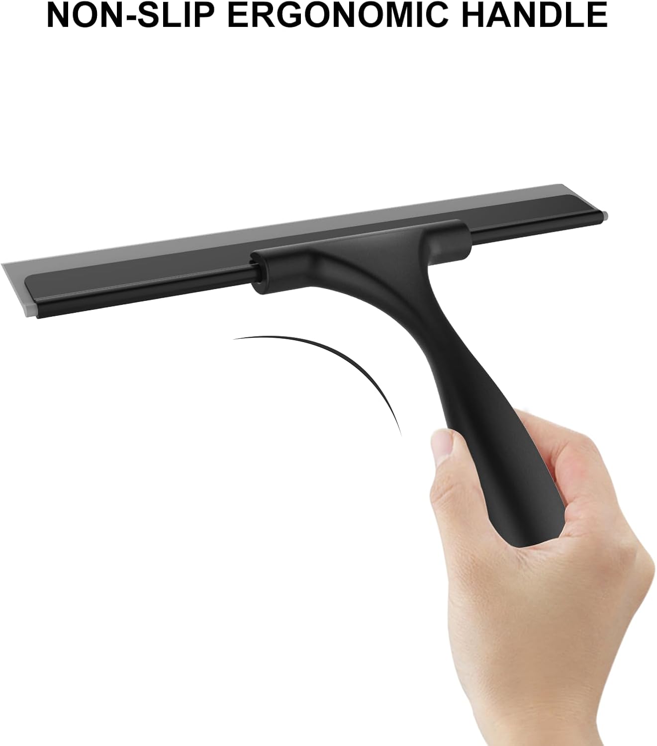 SetSail Squeegee for Shower Glass Door, 10 Inches, Black | Stainless Steel Shower Squeegee for Glass Doors, All-Purpose Window Squeegee for Shower Mirror Bathroom Car Window Cleaning
