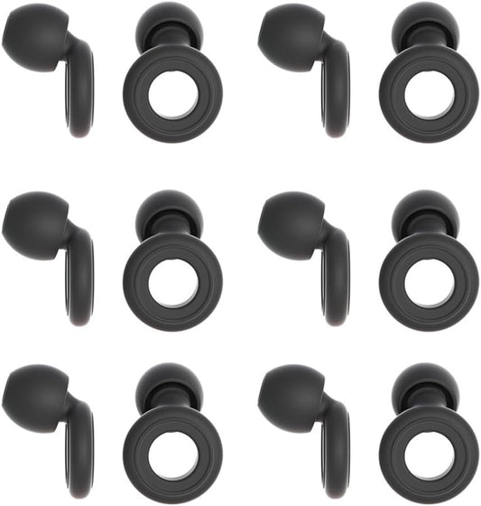 6 Pairs Soft Silicone Earplugs Reusable Noise-Reducing for Concerts, Sleep, Focus, Travel, Adjustable Size 28dB (SNR) Noise Reduction White