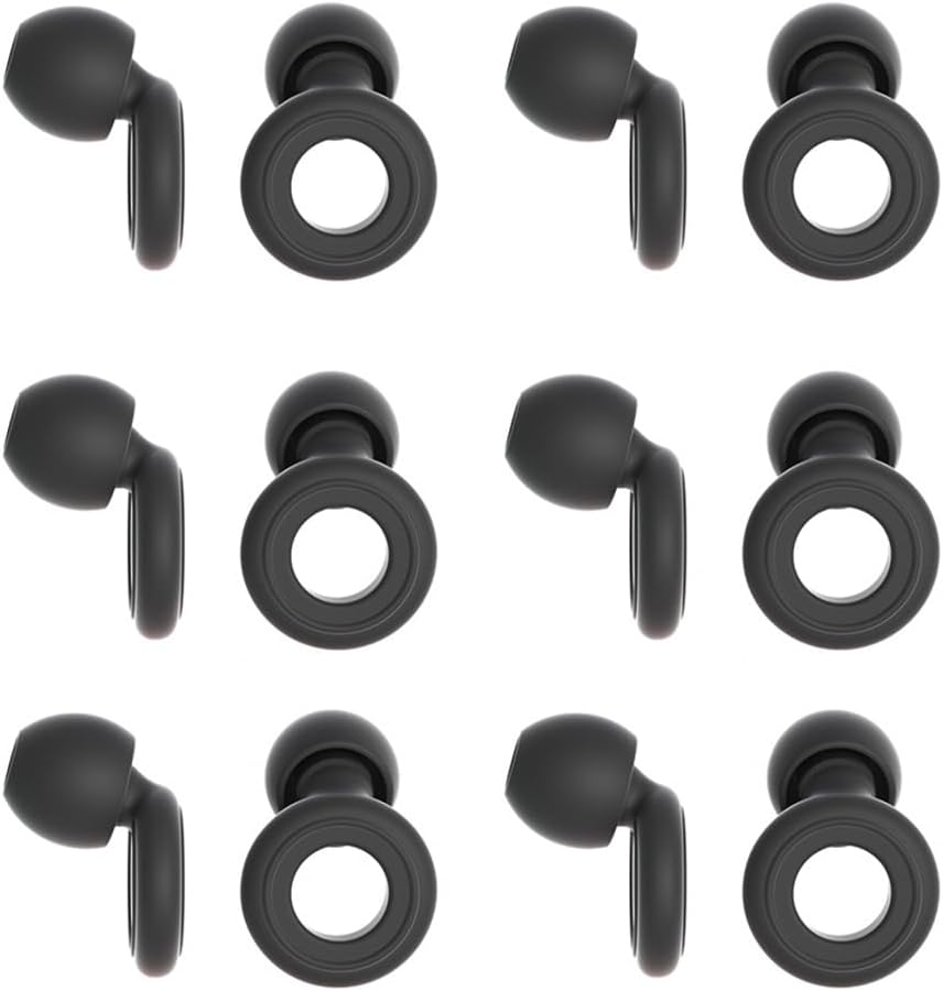 6 Pairs Soft Silicone Earplugs Reusable Noise-Reducing for Concerts, Sleep, Focus, Travel, Adjustable Size 28dB (SNR) Noise Reduction White