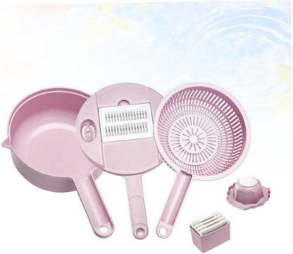 COLLBATH 1Set Wheat Straw Vegetable Slicer Grater Multifunctional Food Cutter with Molded Finger Guard for Safe Use in Kitchen Manual Veggie Chopper Cheese Grater Nordic Powder