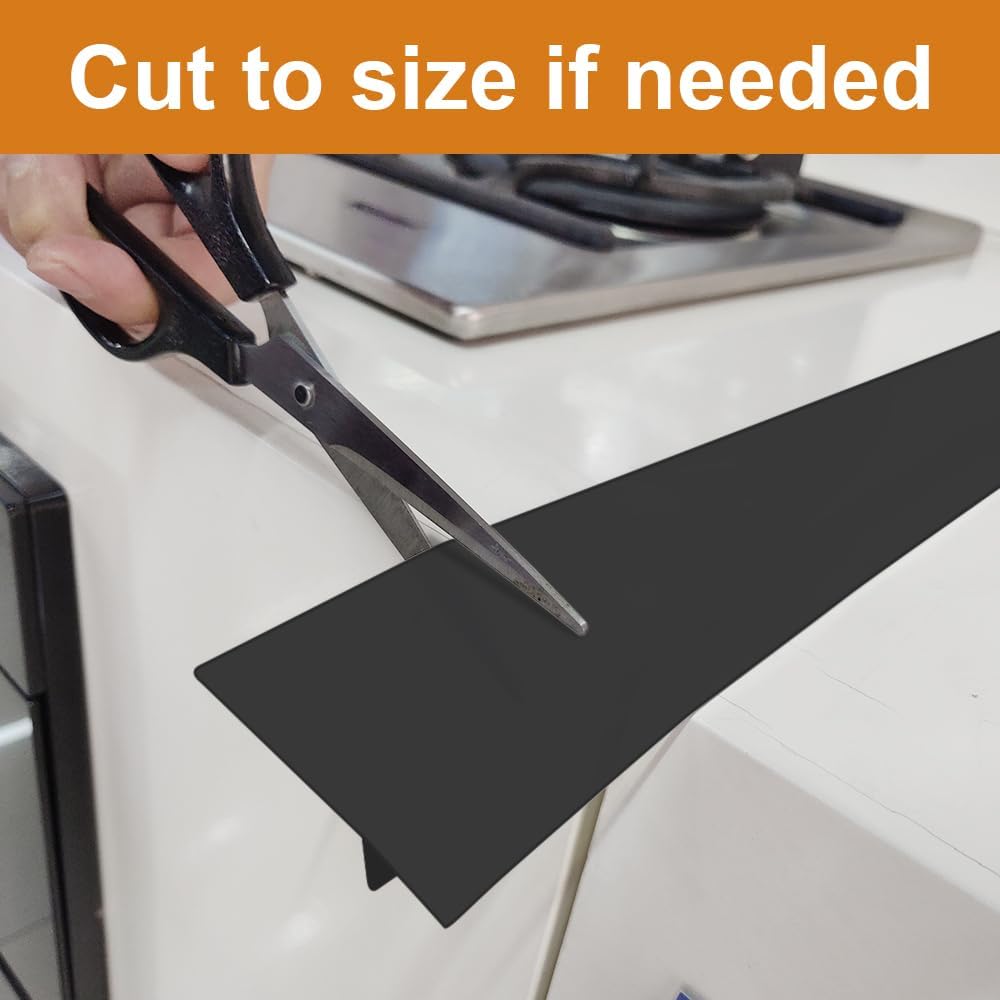 Silicone Stove Counter Gap Cover - 25 Inch Gap Filler 2 Pack Black | Long gap filler seals spills between kitchen appliances Stovetop oven countertop; stove gap cover, gas stove side gap covers