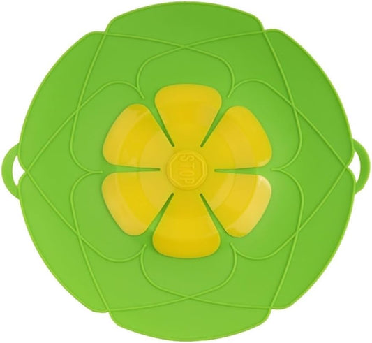 2pcs Silicone Spill Stopper Lid - Flower Shape Cover For Pots And Pans - Kitchen Cooking Accessories(Green)
