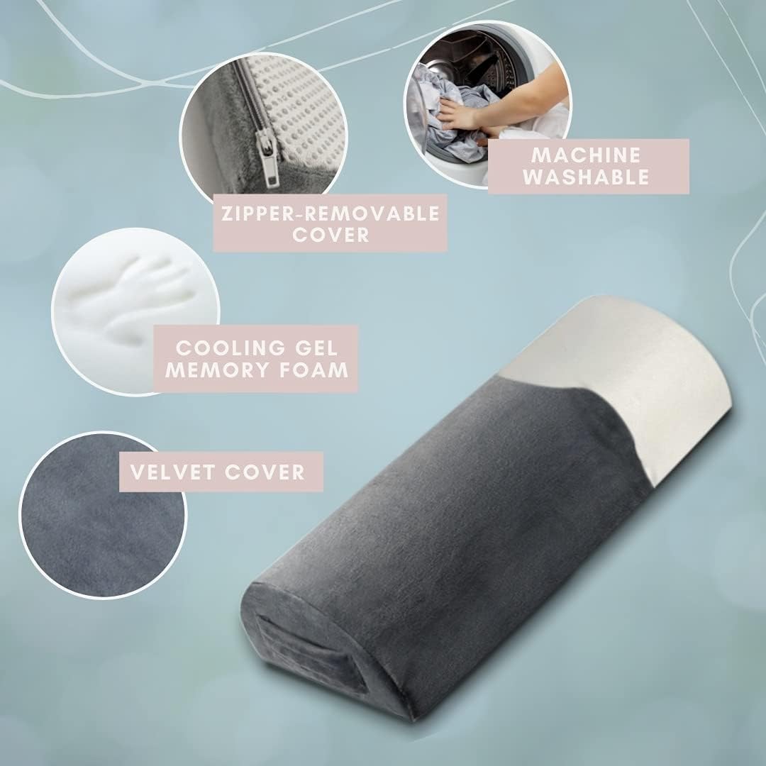 Trickonometry Half Moon Extra Firm Pillows - Versatile D Shaped Half Roll Cushion Support and Bolster Pillow for Under Knee, Neck Pillow, Leg Rest, and Tension Relief (White)