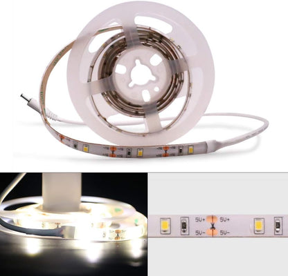 3.3Ft PIR Motion Sensor LED Cabinet Lights, Waterproof Battery Powered DC 5V 3528 Strip Tape Under Bed lamp Light for Closet Wardrobe Stairs Hallway(White)