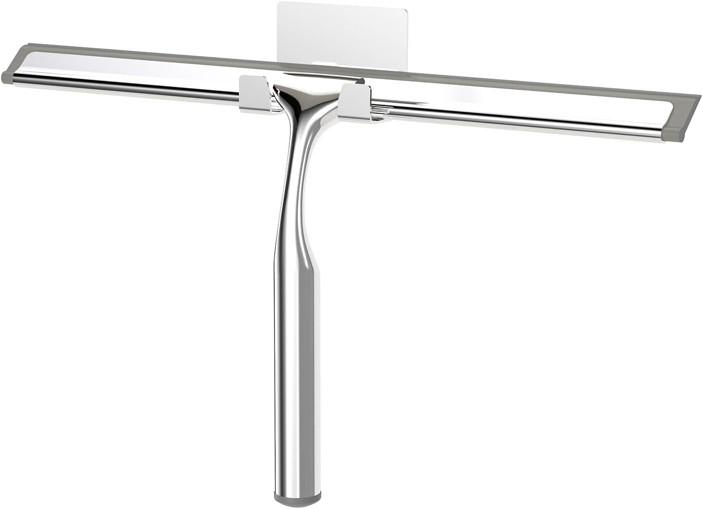 Shower Squeegee for Glass Doors, Stainless Steel Shower Squeegee for Bathroom, Window and Tiles, All-Purpose Squeegee with Adhesive Hook-10”, Chrome