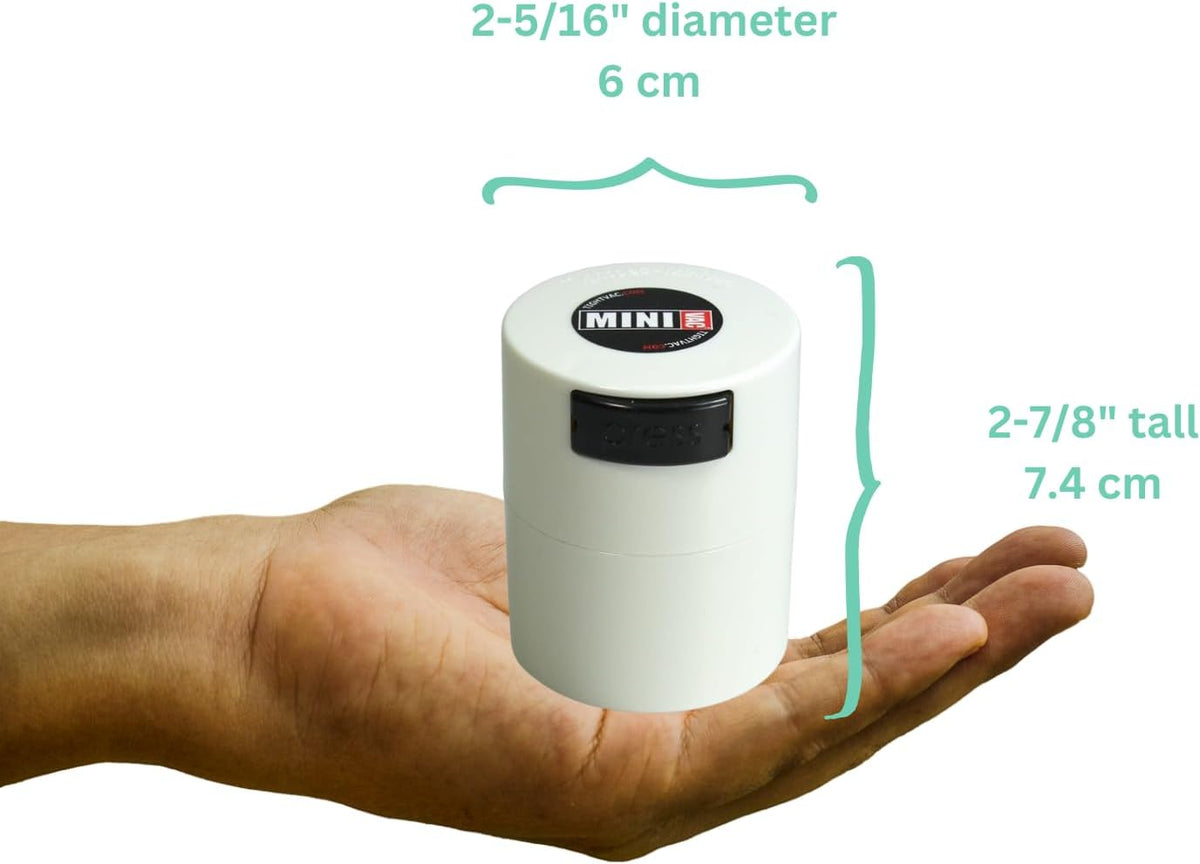 Minivac - 10g to 30 grams Airtight Multi-Use Vacuum Seal Portable Storage Container for Dry Goods, Food, and Herbs - Green Clear