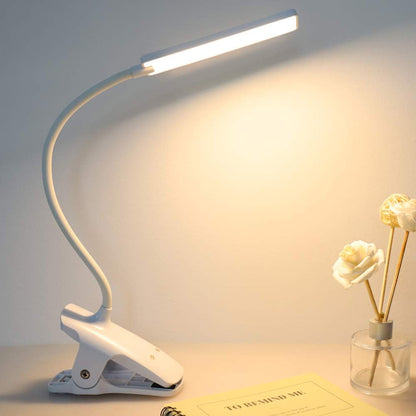 LED Reading Light with Clip USB Rechargeable Book Lights, 24 LEDs Flexible Neck Night Bed Lamp, Touch Control Portable Clamp Desk Lamps for Bed Headboard, Computers -Black