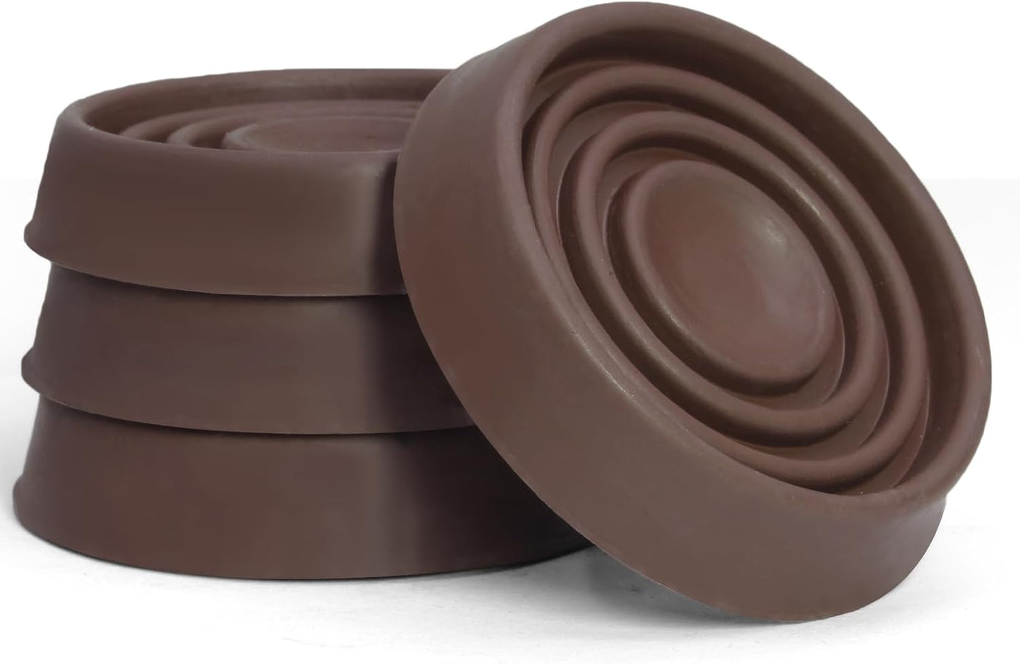 4 Pack 1.5 Inch Round Rubber Caster Cups Floor Protector Brown | Dense Rubber Anti-Slip Firm Grip, Floor Protection From Scratches, Slide-In No Tools Needed, Blends With Wood Metal Finishes