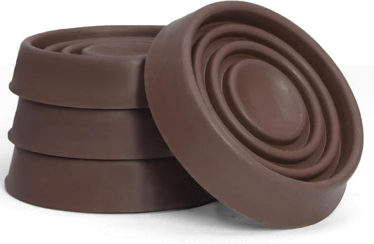 4 Pack 1.5 Inch Round Rubber Caster Cups Floor Protector Brown | Dense Rubber Anti-Slip Firm Grip, Floor Protection From Scratches, Slide-In No Tools Needed, Blends With Wood Metal Finishes