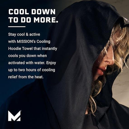MISSION Cooling Hoodie Towel, Evaporative Cool Technology, Cools Instantly When Wet, UPF 50 Sun Protection, Contours Your Head to Stay in Place, Great for Sports, Fitness, Gym