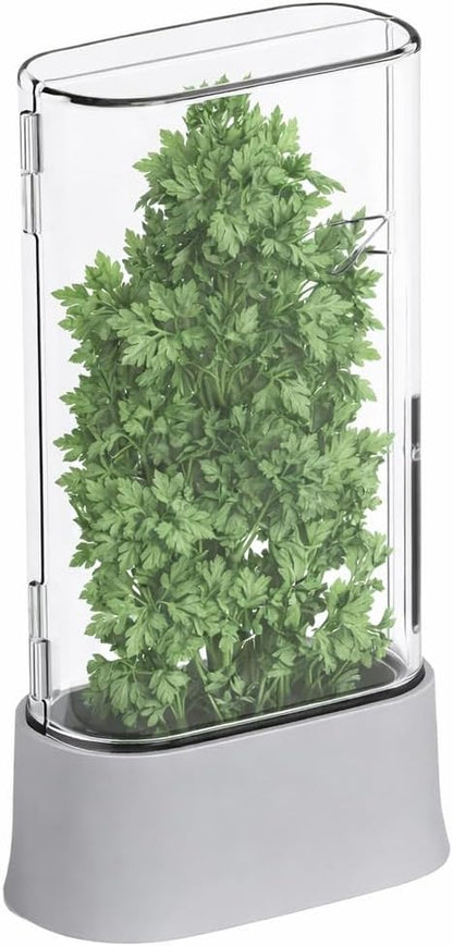 Herb Keeper for Refrigerator, Fresh Herb Saver Herb Storage Containers, Cilantro Container for Fridge Asparagus Container, Dishwasher Safe