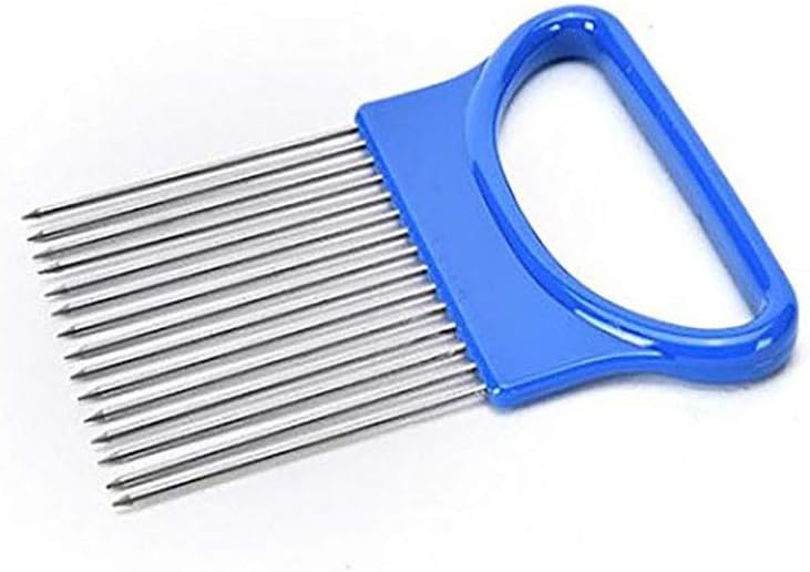 2Pcs Onion Holder Slicer, Stainless Steel | Onion Holder for Slicing, 10 Long Needles, Vegetable Chopper, Food Slicing, Multi-Purpose Cutter for Tomato Potato Lemon