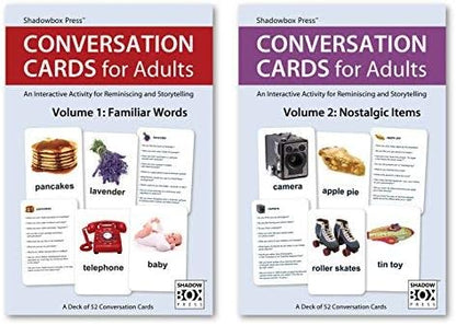 Conversation Cards, Two Deck Set: Familiar Words and Nostalgic Items | Dementia Activities for Seniors | Alzheimer’s Products | Memory Loss Activity | Reminiscing, Storytelling