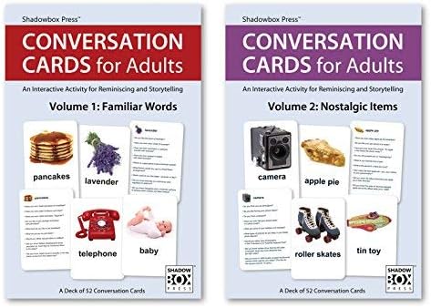 Conversation Cards, Two Deck Set: Familiar Words and Nostalgic Items | Dementia Activities for Seniors | Alzheimer’s Products | Memory Loss Activity | Reminiscing, Storytelling