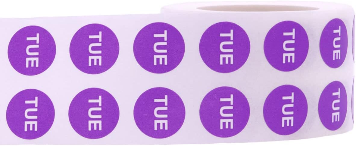 Red Circle Wednesday Stickers – 1/2 Inch Round Adhesive Labels, 1000 Total Stickers Per Roll for Inventory, Food Rotation, Organization, and Retail – Made in the USA