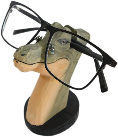 Red Dollar Handmade Wood Carved Animal Eyeglass Holder, Cute Sunglasses Display Stand, Nightstand Home Office Desk Decor, Christmas Holiday New Year Business Gift for Men Women Adults (Dog)