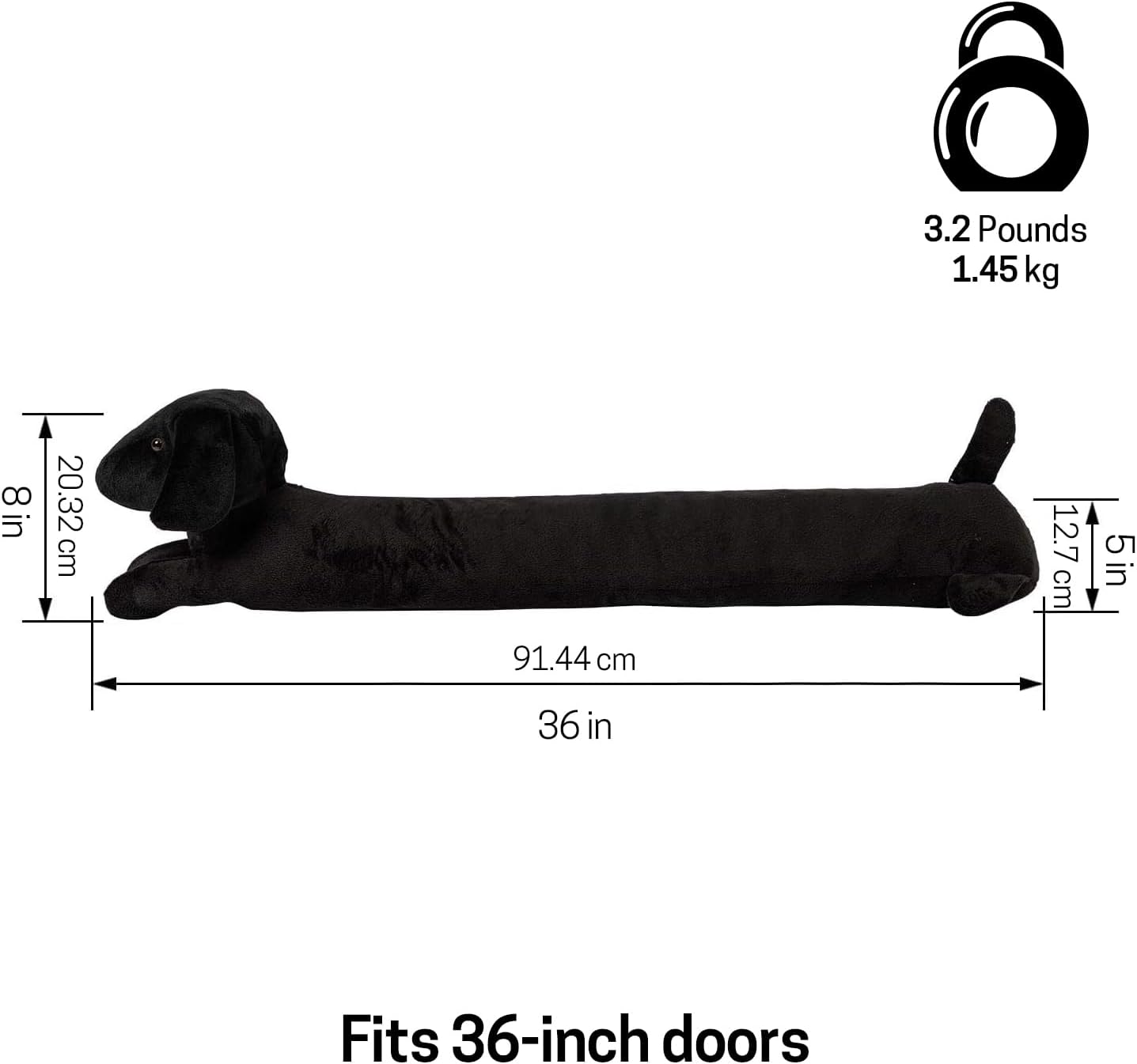 SWISSELITE 36 Inch Under Door Stopper, Decorative Door Noise Blocker | Weighted 3.2 Pounds Animal Air Draft Stopper Soundproof Energy Saver for Door & Window