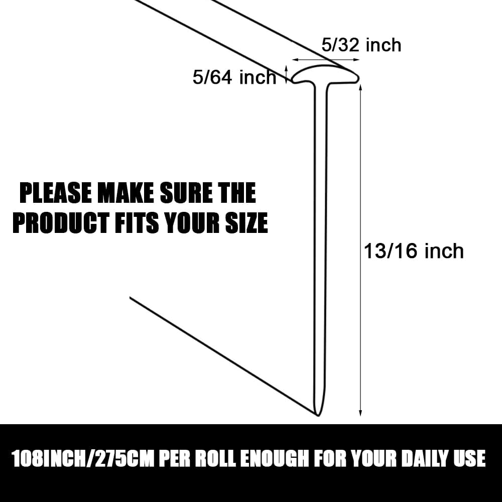 Framed Shower Door Bottom Seal Strip Replacement Shower Bottom Waterproof Door Rubber Sweep Trim Clear Seal for Home Bathroom Glass Shower Door 108 x 13/16 x 5/32 Inch Tee Insert Shape