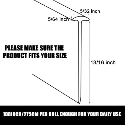 Framed Shower Door Bottom Seal Strip Replacement Shower Bottom Waterproof Door Rubber Sweep Trim Clear Seal for Home Bathroom Glass Shower Door 108 x 13/16 x 5/32 Inch Tee Insert Shape